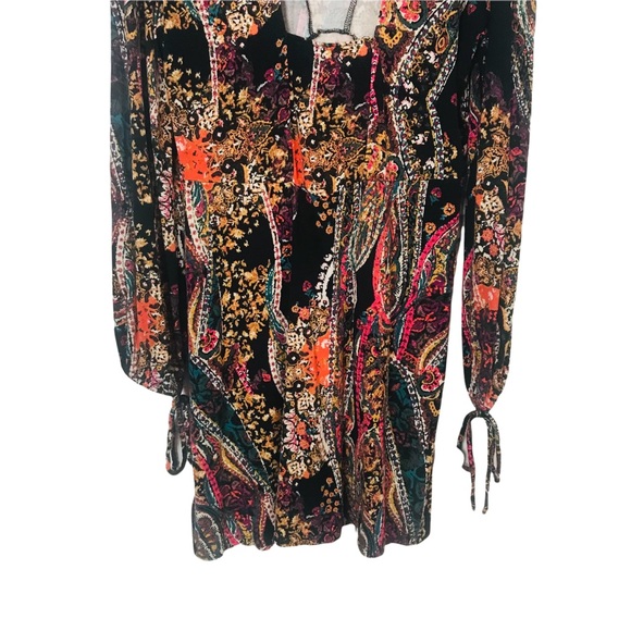 Free People All Dolled Up long sleeve paisley print mini dress. - Picture 8 of 11